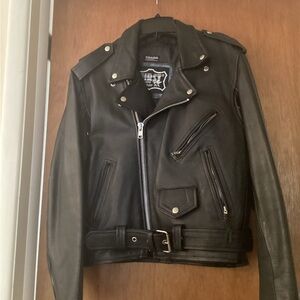 Vintage 1980s  Thinsulate Black Leather Biker Jacket NWOT